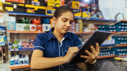 A woman entrepreneur in Latin America. Digital transformation helps connect businesses with consumers worldwide in real time.