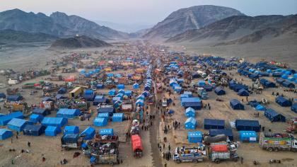 A camp hosting refugees and returnees in Nangarhar Province, Afghanistan.