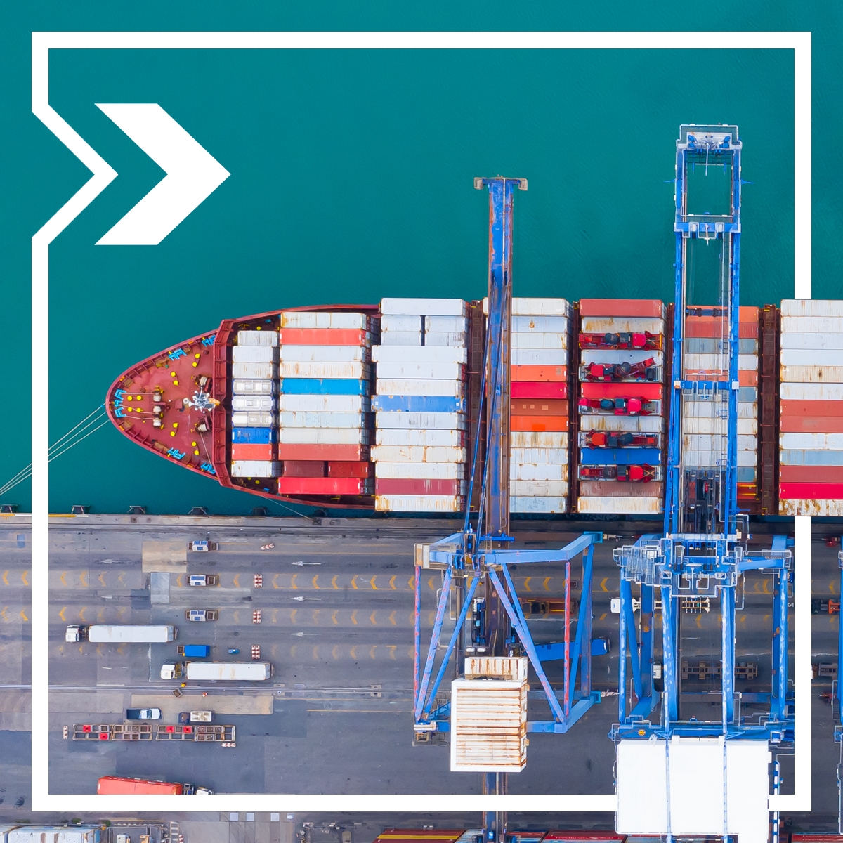 Container ship in a port